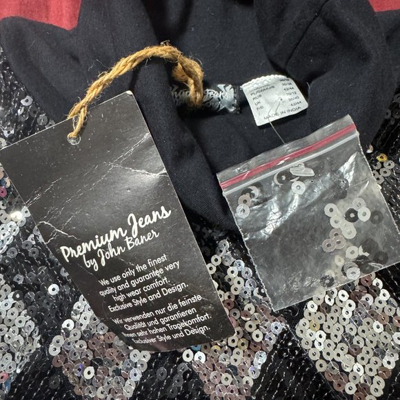 NWT John Baner sequin argyle diamond front sleeveless top turtleneck size medium - Picture 8 of 11